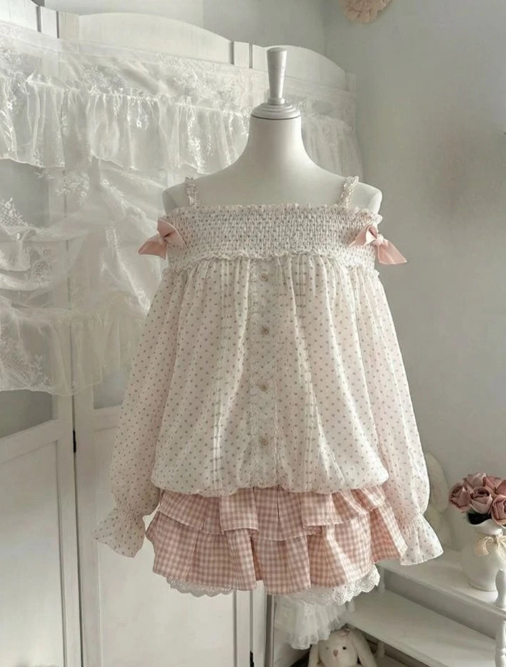 Ingvn  Retro Japanese Lolita Outfits Women Sweet Kawaii Tops Ruffle Mini Dress Suits Y2k Preppy Casual 2 Piece Sets