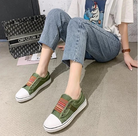 Ingvn  Women's Vulcanize Shoes Low-cut Trainers Canvas Flat Shoes Women Casual Vulcanize Shoes New Women Summer Autumn Sneakers Ladies