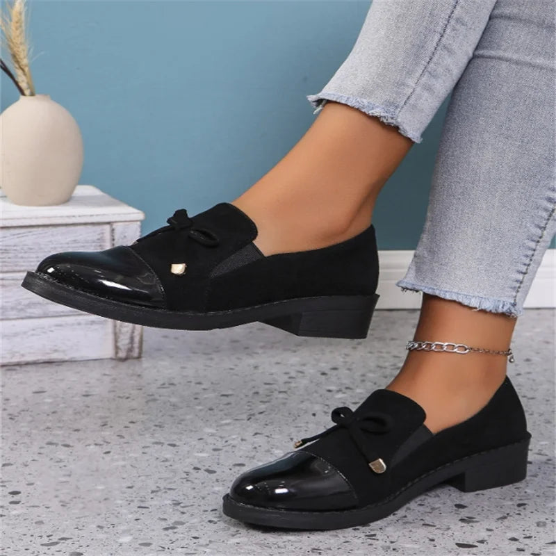 Ingvn  Plus Size 36-43 Shoes for Women Spring Autumn Fashion Office Pumps Bow Tie Round Toe Square Heel Platform Shoes Zapatos De Mujer