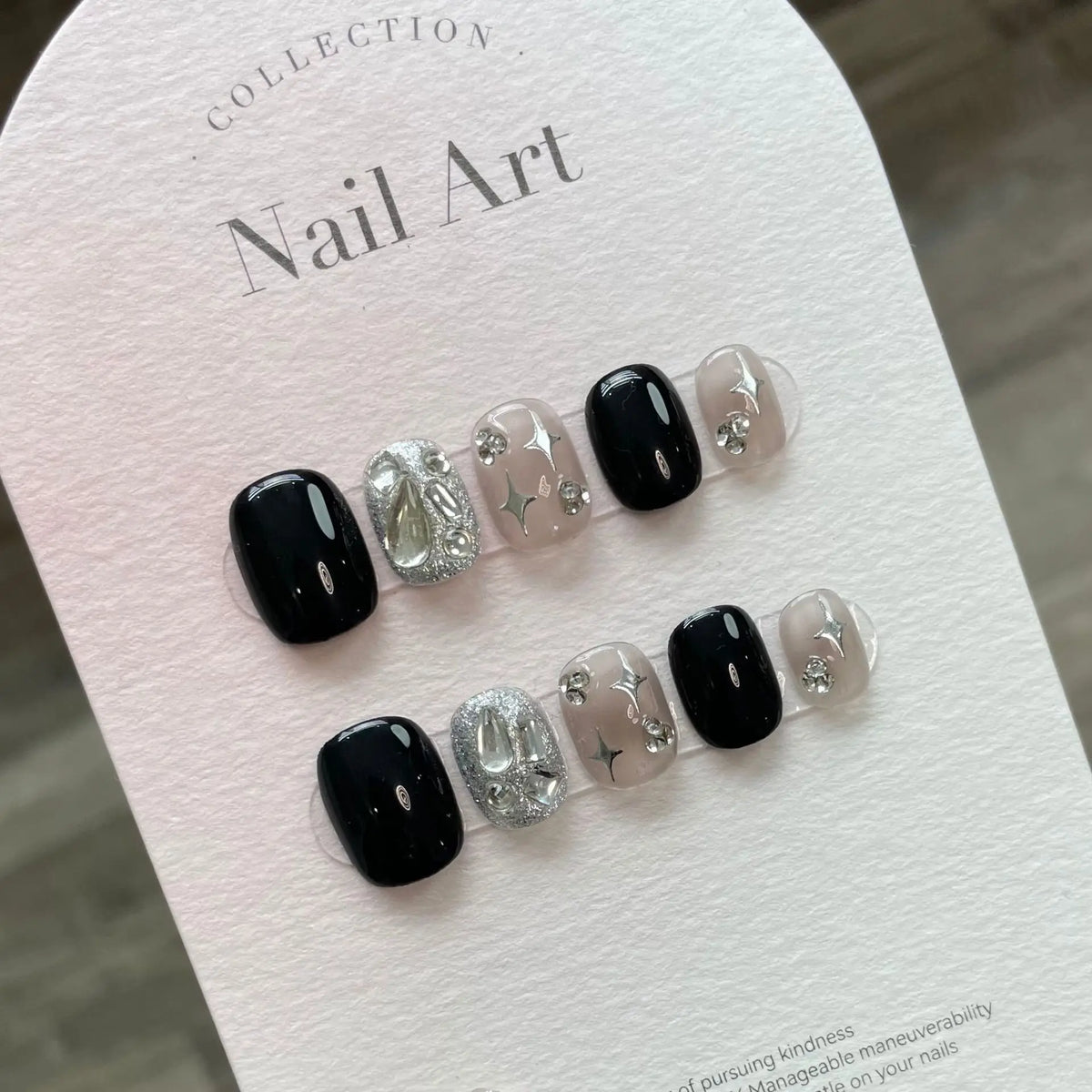 Ingvn  10Pcs Short Sweet and Cool Handmade Press On Nails Full Cover Design Round Head Fake Nail Artificial Manicure Wearable Nail Tips