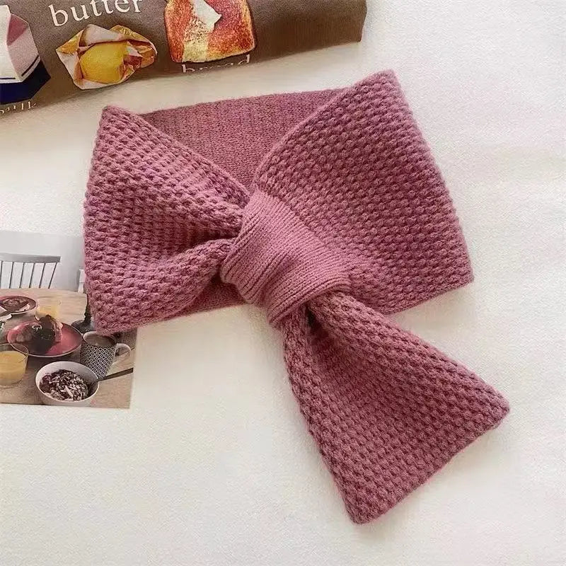 Ingvn - Women's Autumn Winter Korean Solid Knit Lazy Cross Neck Warmer Scarf Student Warm Chic Coquette Trendy