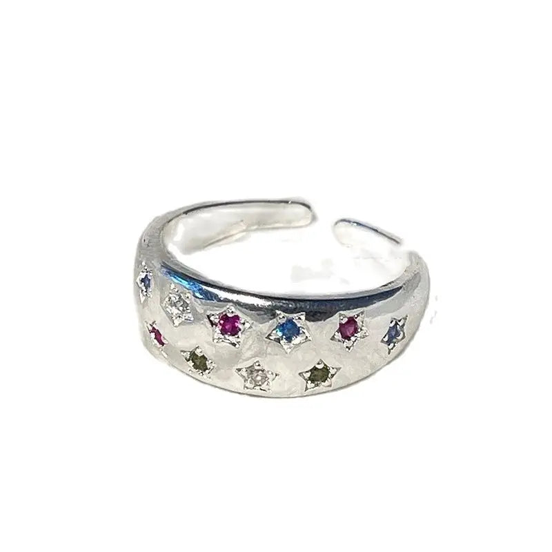 Ingvn  Korean Opal Irregular Rings Pink Zircon Natural Stone Girl Wedding Engagement Rings Opal Crystal Y2K Rings Aesthetic Jewelry