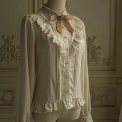 Ingvn  Subcultural Daily Lolita Blouse Female Harajuku Y2K Chic Lace Long Sleeve Shirt Sweet Elegant Street Casual Inner Outfit