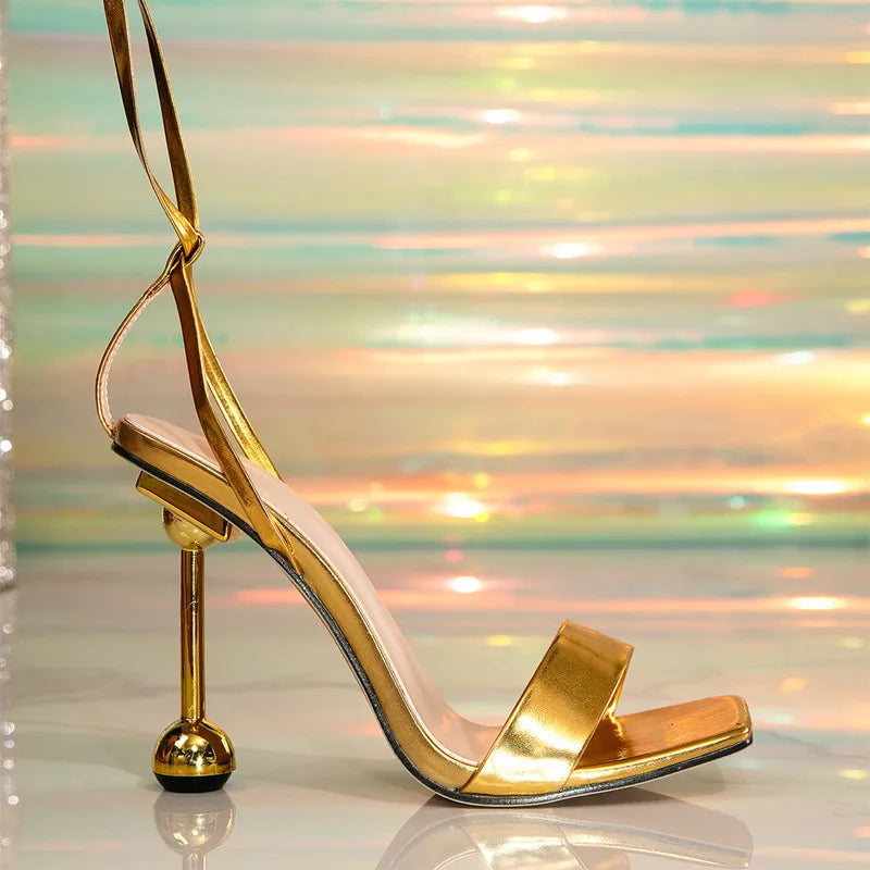 Summer Sexy Cross-tied Square toe Women Gladiator Sandals Fashion Narrow band Ankle Strap Thin High heels Banquet  Shoes