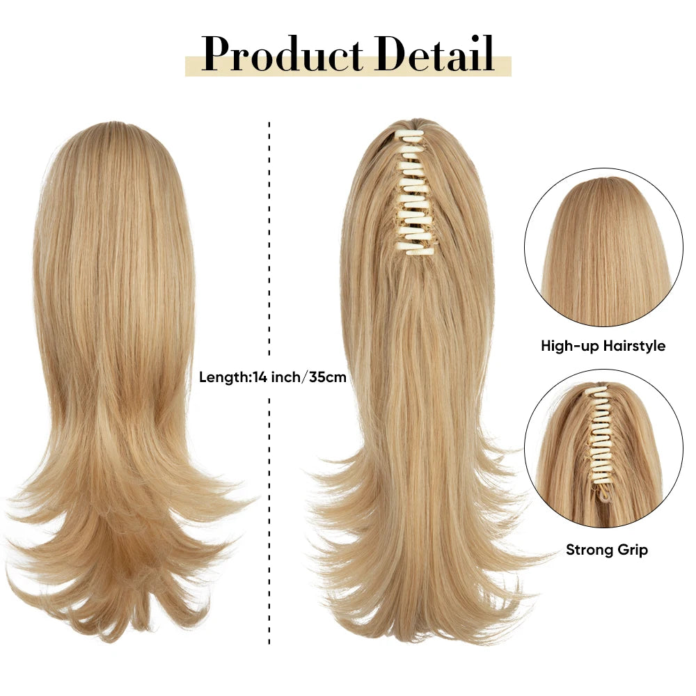 Ingvn  Claw Clip In Ponytail Hair Extensions Hairpiece Fake Blonde Hair Wavy False Pigtail With Elastic Band Horse Tail
