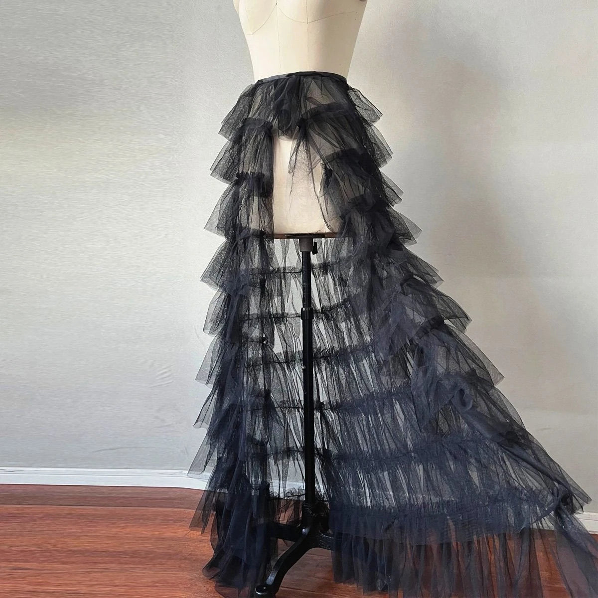 Ingvn  Women Solid Casual Skirt Sweet Lolita Style Ruffle Balletcore Fairy Prom Party A Line Dresses Faldas Mujer