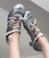 Ingvn  Spring Autumn Cross-tied Women Ballet Shoes Comfortable Round toe Mary Janes High heels Girls Loafers Shoes Zapatoe Tacon Mujer