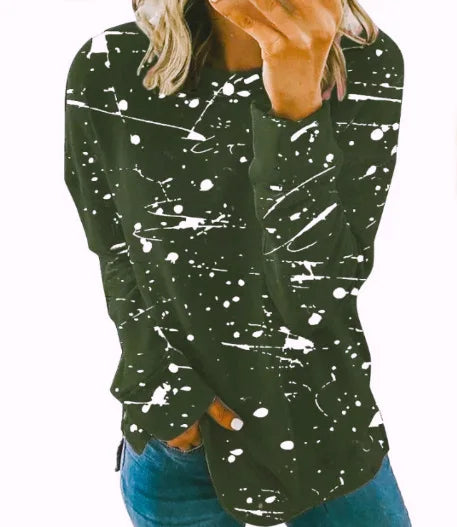 Ingvn - New Autumn European and American Women's Thickened Printed Loose - Fit Pullover Sweatshirt with Crew Neck and Long Sleeves