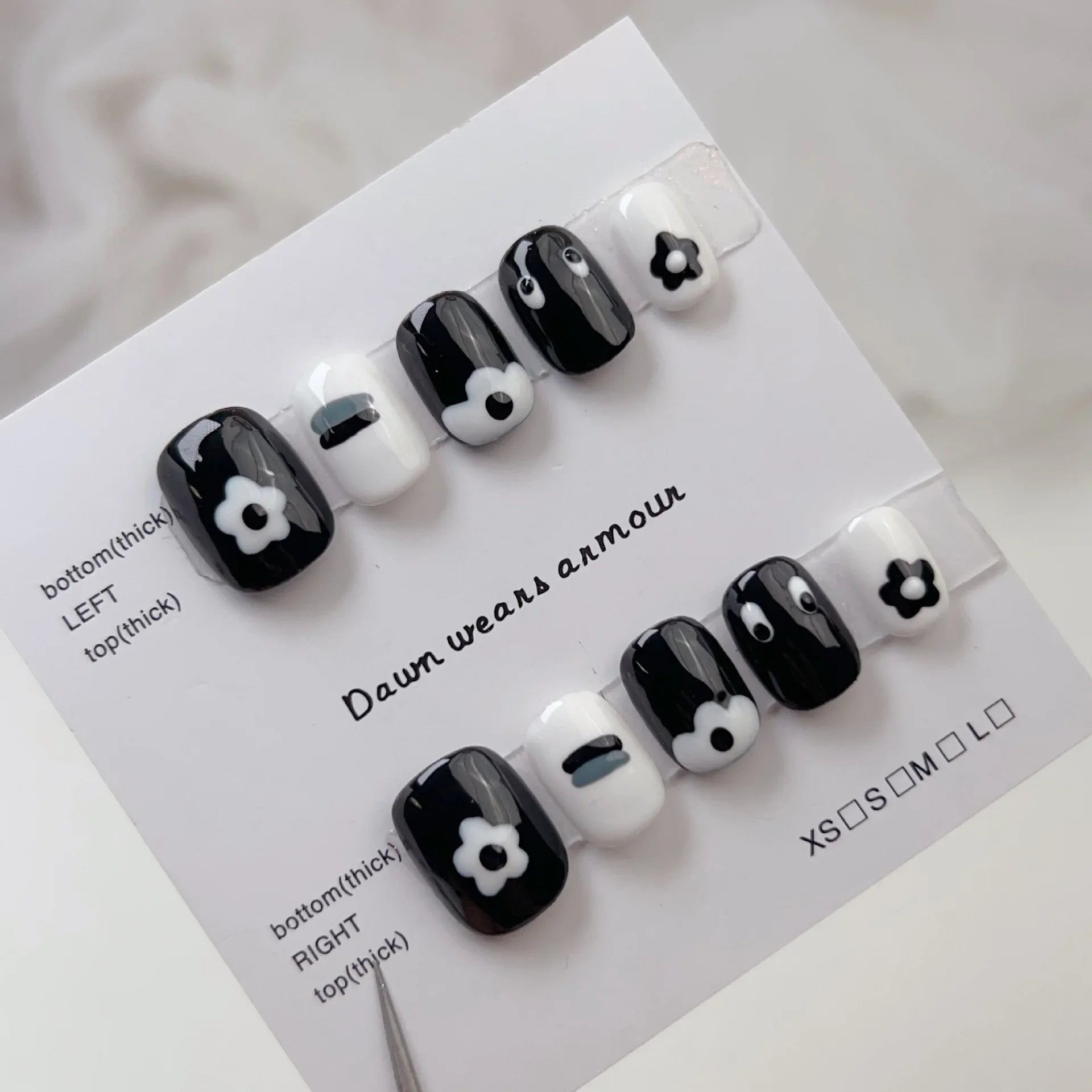 Ingvn  10Pcs Short Sweet and Cool Handmade Press On Nails Full Cover Design Round Head Fake Nail Artificial Manicure Wearable Nail Tips