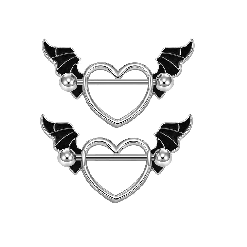 Ingvn  1Pair Heart Shaped Nipple Rings Piercing Jewelry for Women Sexy Clips Stianless Steel Nipple Ring Clamps Pierced Body Jewelry
