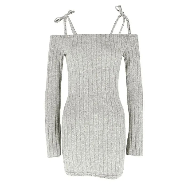 Ingvn  Fashionable Sexy Knitted Wrap Dress New Cross-Border Double Shoulder Strap Close-Fitting Women's Dress