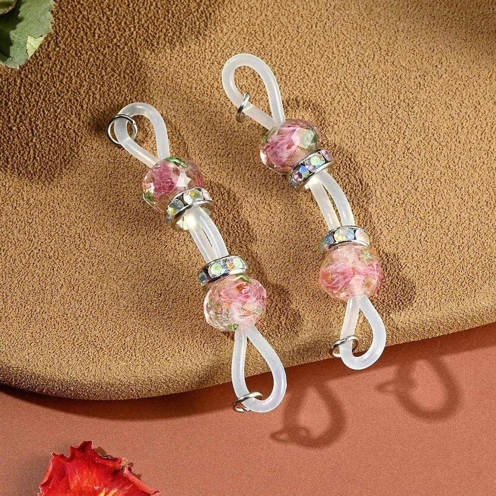Ingvn  2Pcs Of Fake Nipple Rings - 8mm Glitter Beads-Adjustable Daily Wear Nipple Nooses - Lovers Fake Nipple Faux Nipple Piercing