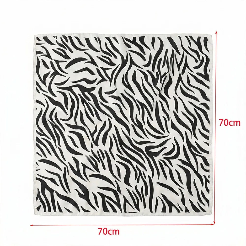 Ingvn  70x70cm Silk Scarf Silk Material Horse Pattern Neck Ties Handkerchief Style Leopard Print Horse Pattern Scarf Summer Season