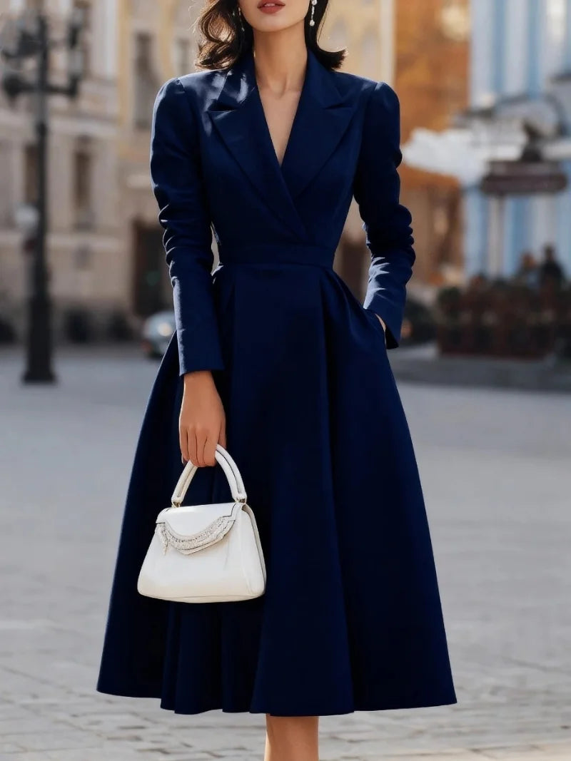 Ingvn  French V-neck temperament, waist-tight, slim, high-end banquet long skirt for women