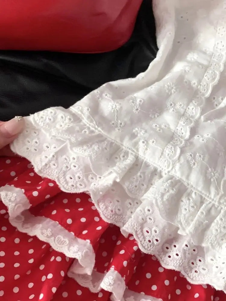 Ingvn  American Vintage Y2K 2‑Piece Sets Japanese Kawaii Crop Top Blouse and Mini Skirts Sweet Holiday Casual Outfits for Women