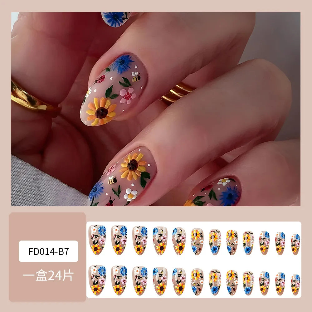 Ingvn  24pcs Sliders for Nails Strawberry Pink Duck Press on Nails with Tools Summer Sweets Reusable adhesive False Nails for Women