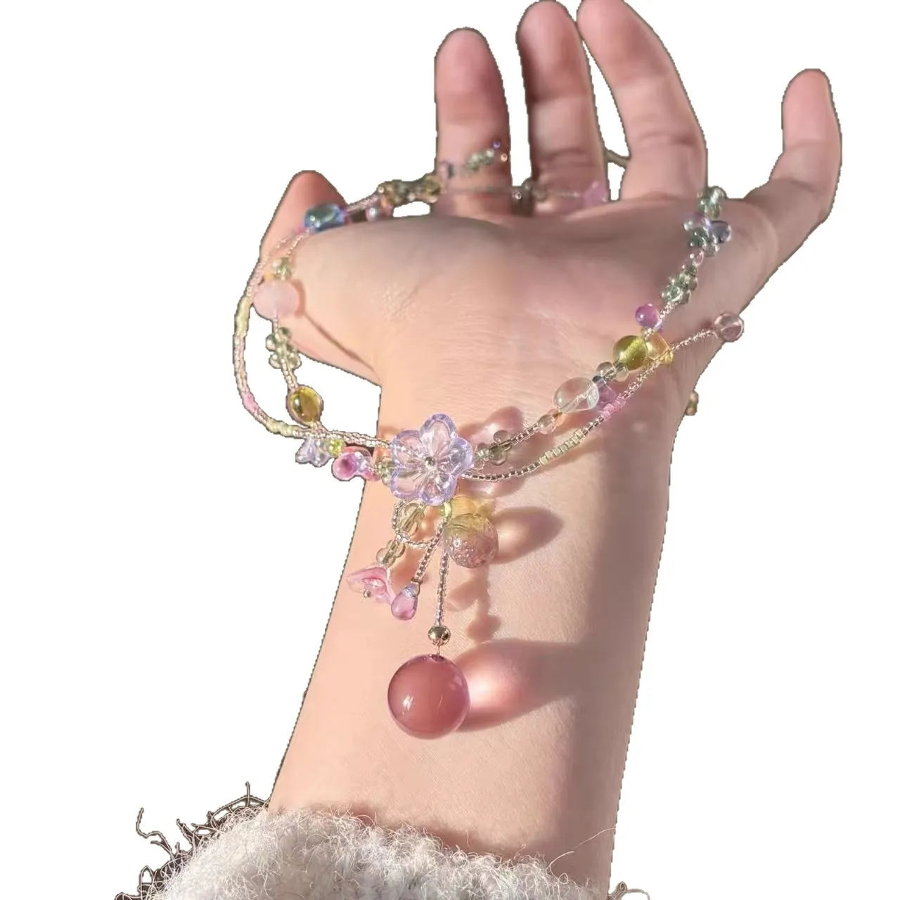 Ingvn  Korean Romantic Clavicle Chain Necklace Drop Beaded for Beach Trips Dating Daily Commuting - Original Stylish Accessory