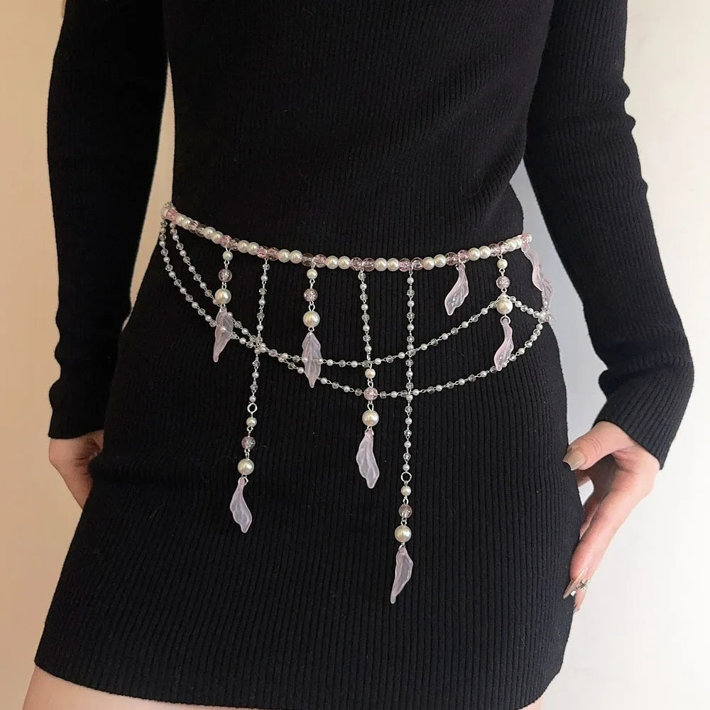 Ingvn  Trendy Metal Waist Chains Dress Accessories Elegant Belly Chain Waistband Versatile Advanced Body Jewelry for Women