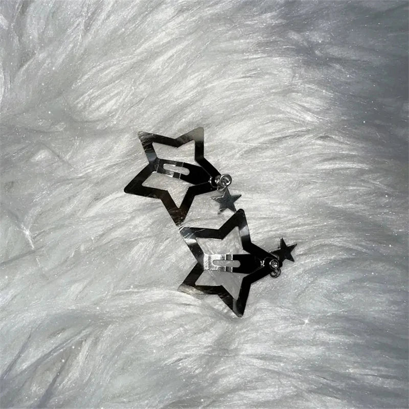 Y2k Pentagram Star Pendant Hair Clip for Women Sweet Cool Cute 90s Aesthetics Bobby Pin Harajuku Vintage Trend Hair Accessories