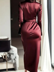 Ingvn  Autumn temperament goddess Hepburn style long-sleeved lace-tight waist dress for women