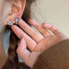 Ingvn  2pcs Y2K Jewelry Bowknot Earrings for Women Metal Vintage Harajuku Cool Cartoon Earrings Charms 90s Aesthetic Gift New Wholesale