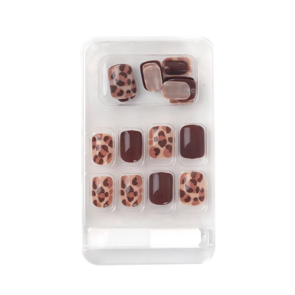 24Pcs/Box Sweet Short Round/Point Head False Nail Art Full Cover Detachable Artificial Fake Nails Ballerina Press on Nails Tips