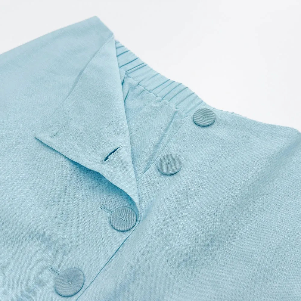 Ingvn  Cotton Linen Short Jacket And Skirt Set Sweet Style Bubble Sleeve Clothing Women's Fashion Spring Summer Casual Wear