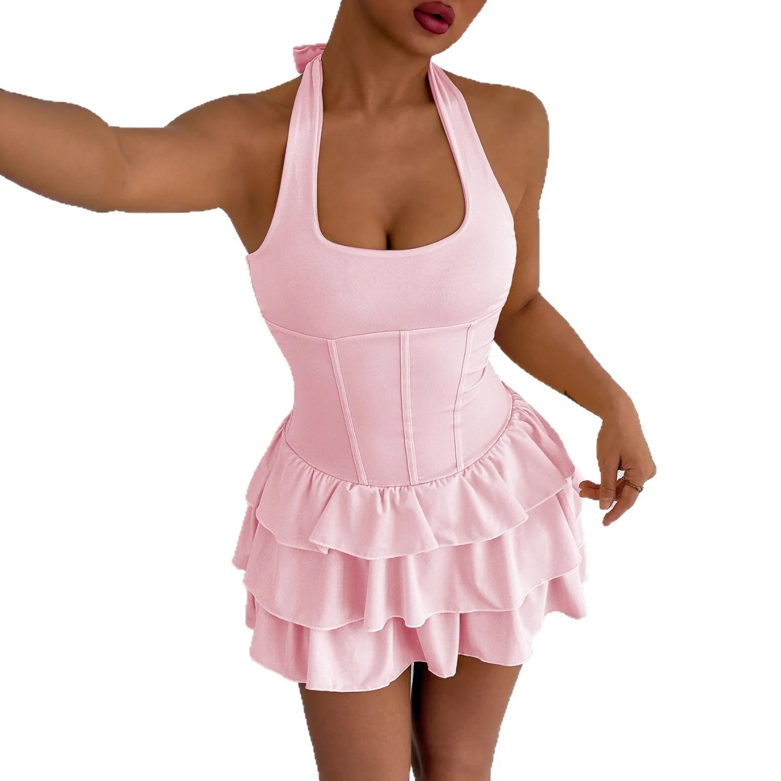 Ingvn  Summer Women's Clothing Slim Strapless Sweetheart Neck Casual Wear European American Dress For Woman Milk Silk Bodycon Short