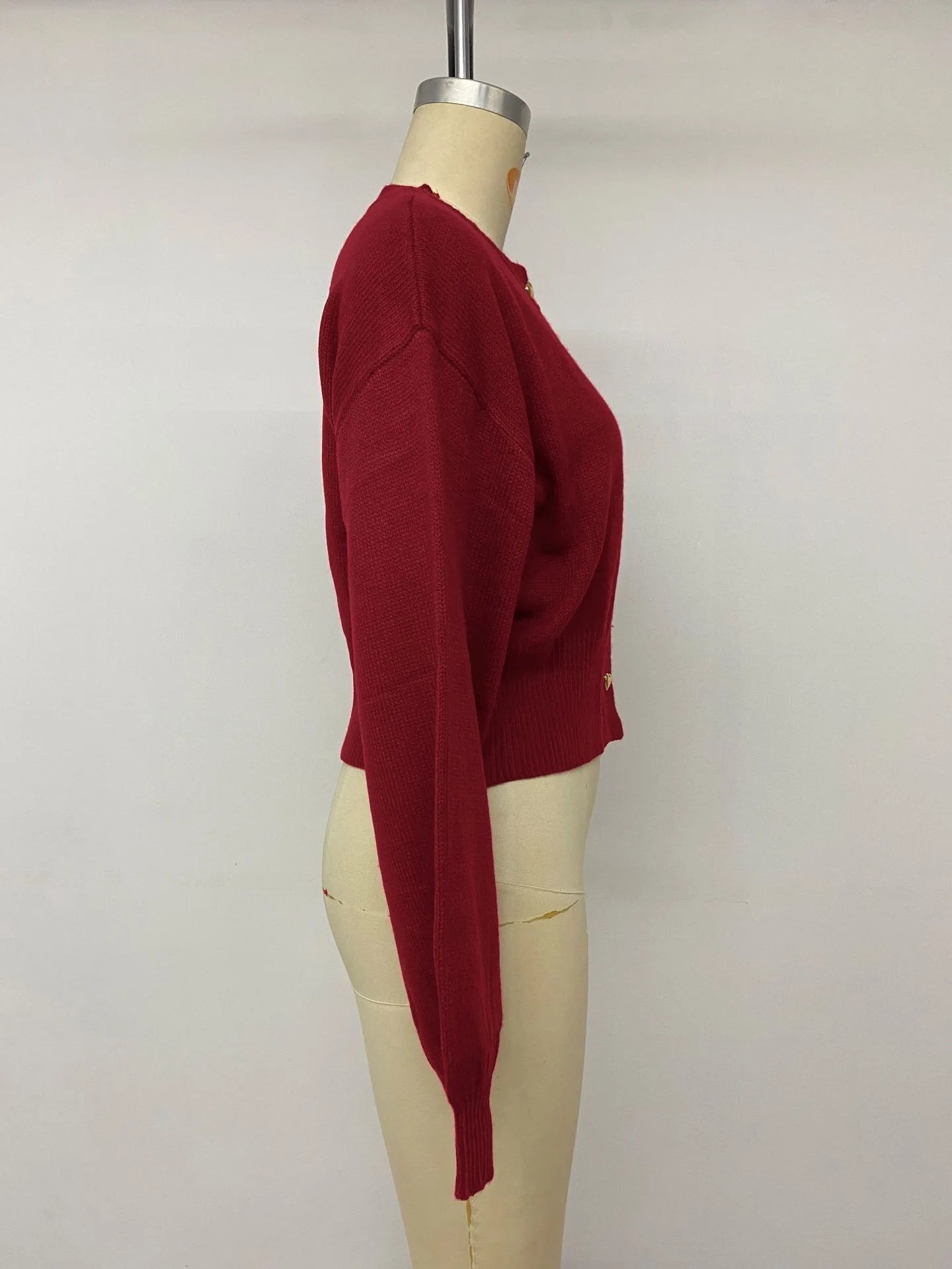 Ingvn - Autumn winter Women Solid Single Breasted Crew Neck Knit Sweater Long Sleeve Gold Buttons Loose Cardigan Lady Casual Clothes