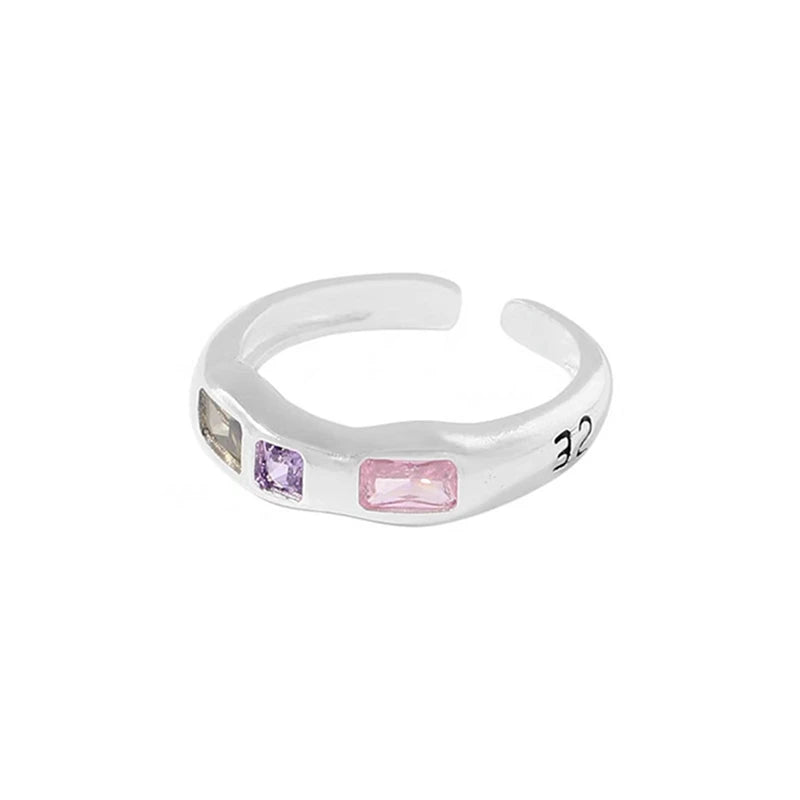 Ingvn  Korean Opal Irregular Rings Pink Zircon Natural Stone Girl Wedding Engagement Rings Opal Crystal Y2K Rings Aesthetic Jewelry