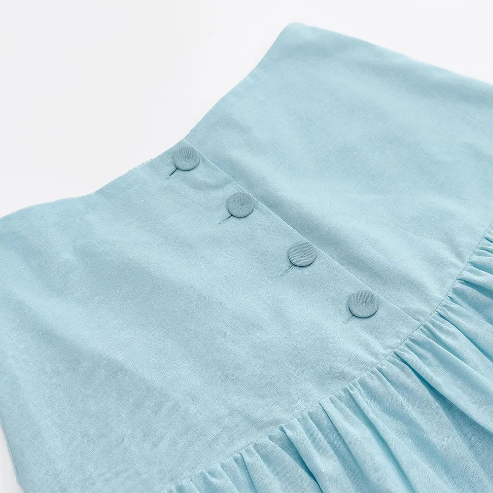 Ingvn  Cotton Linen Short Jacket And Skirt Set Sweet Style Bubble Sleeve Clothing Women's Fashion Spring Summer Casual Wear