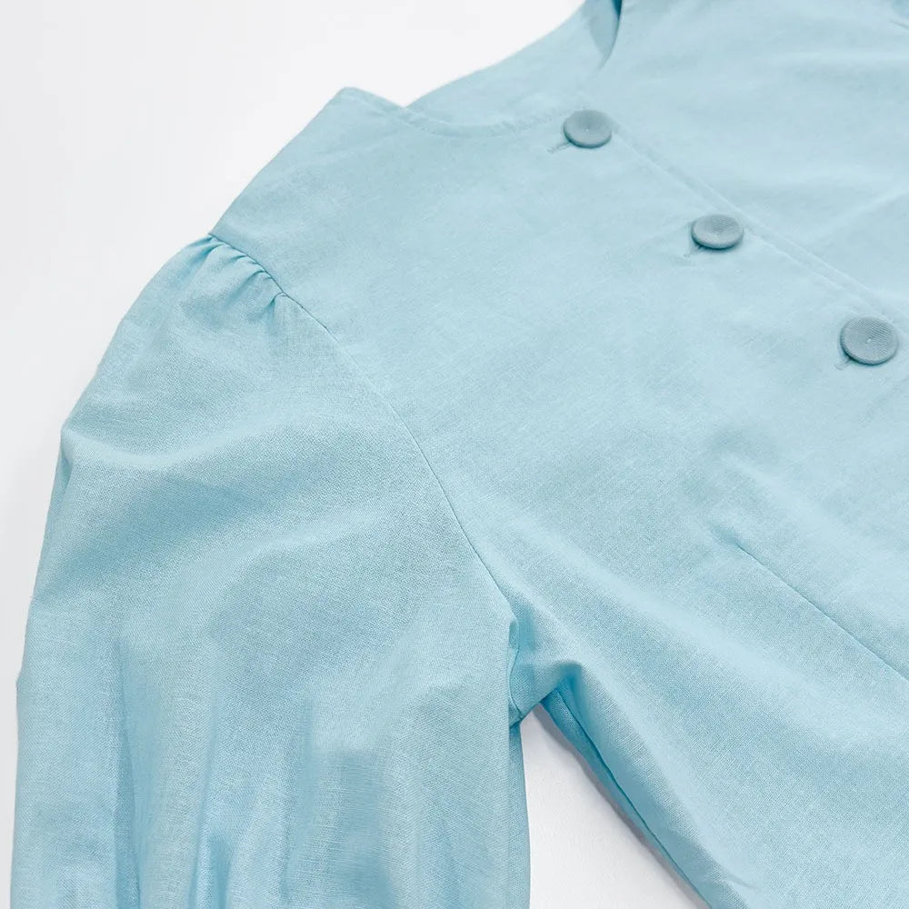 Ingvn  Cotton Linen Short Jacket And Skirt Set Sweet Style Bubble Sleeve Clothing Women's Fashion Spring Summer Casual Wear