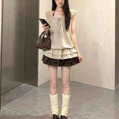 Ingvn  Gothic Lolita Sweet Skirt Dress Women Vintage LaceMini Skirt  Y2K Spicy Girl Style Casual Fashion Suit Chic