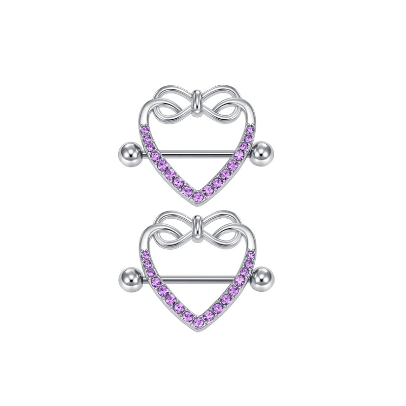Ingvn  1Pair Heart Shaped Nipple Rings Piercing Jewelry for Women Sexy Clips Stianless Steel Nipple Ring Clamps Pierced Body Jewelry