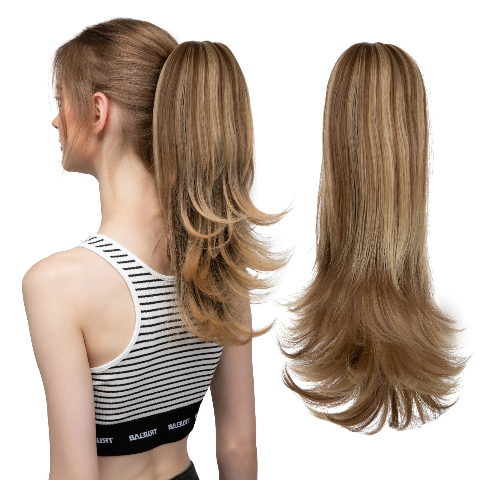 Ingvn  Claw Clip In Ponytail Hair Extensions Hairpiece Fake Blonde Hair Wavy False Pigtail With Elastic Band Horse Tail