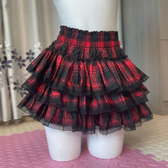 Ingvn  Summer Sweet Bow Lolita Puff Skirt Womens Kawaii Lace Ruffles High Waist A-Line Y2k Subculture Casual Mini Skirts