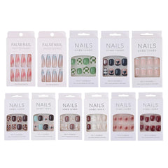 24Pcs/Box Sweet Short Round/Point Head False Nail Art Full Cover Detachable Artificial Fake Nails Ballerina Press on Nails Tips