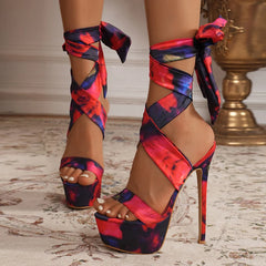 Ingvn  Model Catwalk 16CM Super High Heels Platform Sandals For Women Sexy Open Toe Banquet Party Stripper Pole Dance Shoes Red