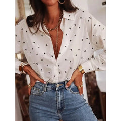 Ingvn  Plus Size 1XL-5XL Women's Fashion Spring Autumn Polka Dot Shirt Blouse Ladies Simple Basic Lapel Long-sleeved Shirt for Women