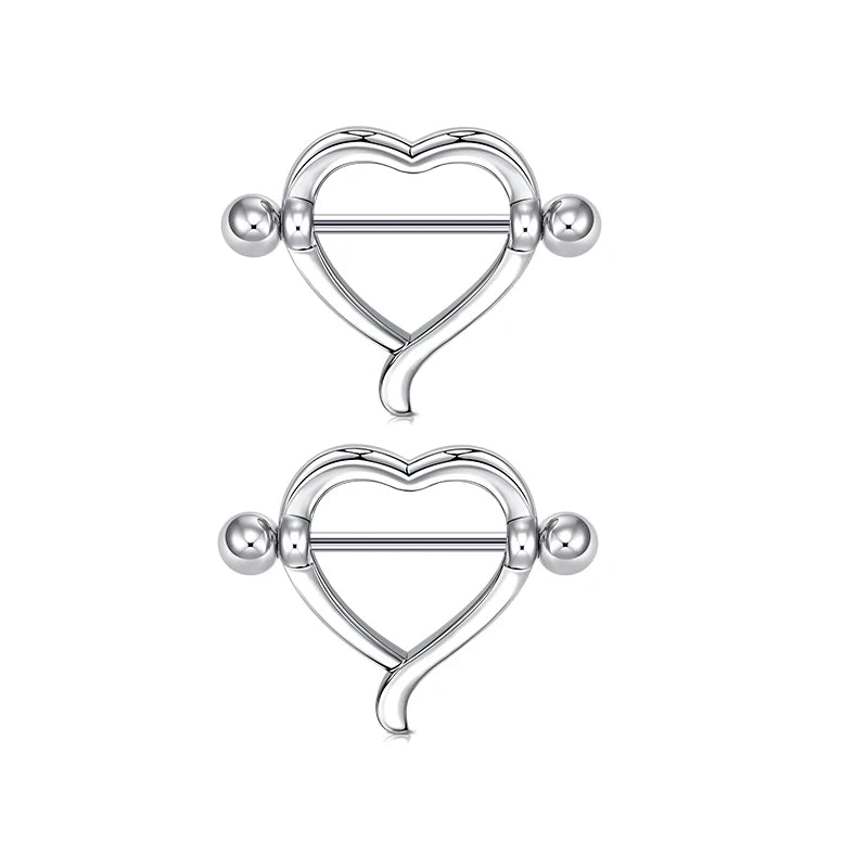 Ingvn  1Pair Heart Shaped Nipple Rings Piercing Jewelry for Women Sexy Clips Stianless Steel Nipple Ring Clamps Pierced Body Jewelry