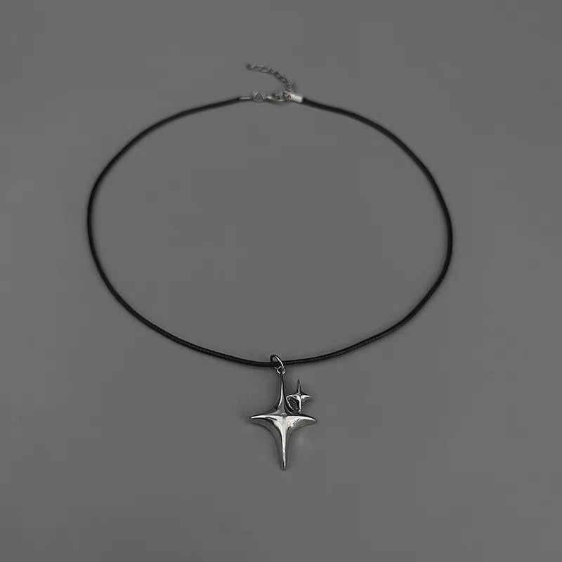 Minimalist Star Cross Stainless Steel Pendant Necklace for Women Men Punk Hip Hop Unisex Neck Chain Y2K Fashion Jewelry Gifts