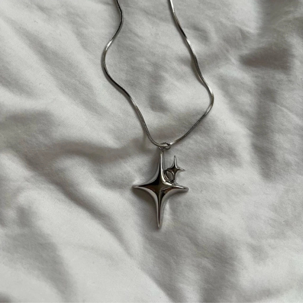 Minimalist Star Cross Stainless Steel Pendant Necklace for Women Men Punk Hip Hop Unisex Neck Chain Y2K Fashion Jewelry Gifts
