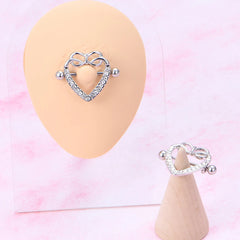 Ingvn  1Pair Heart Shaped Nipple Rings Piercing Jewelry for Women Sexy Clips Stianless Steel Nipple Ring Clamps Pierced Body Jewelry