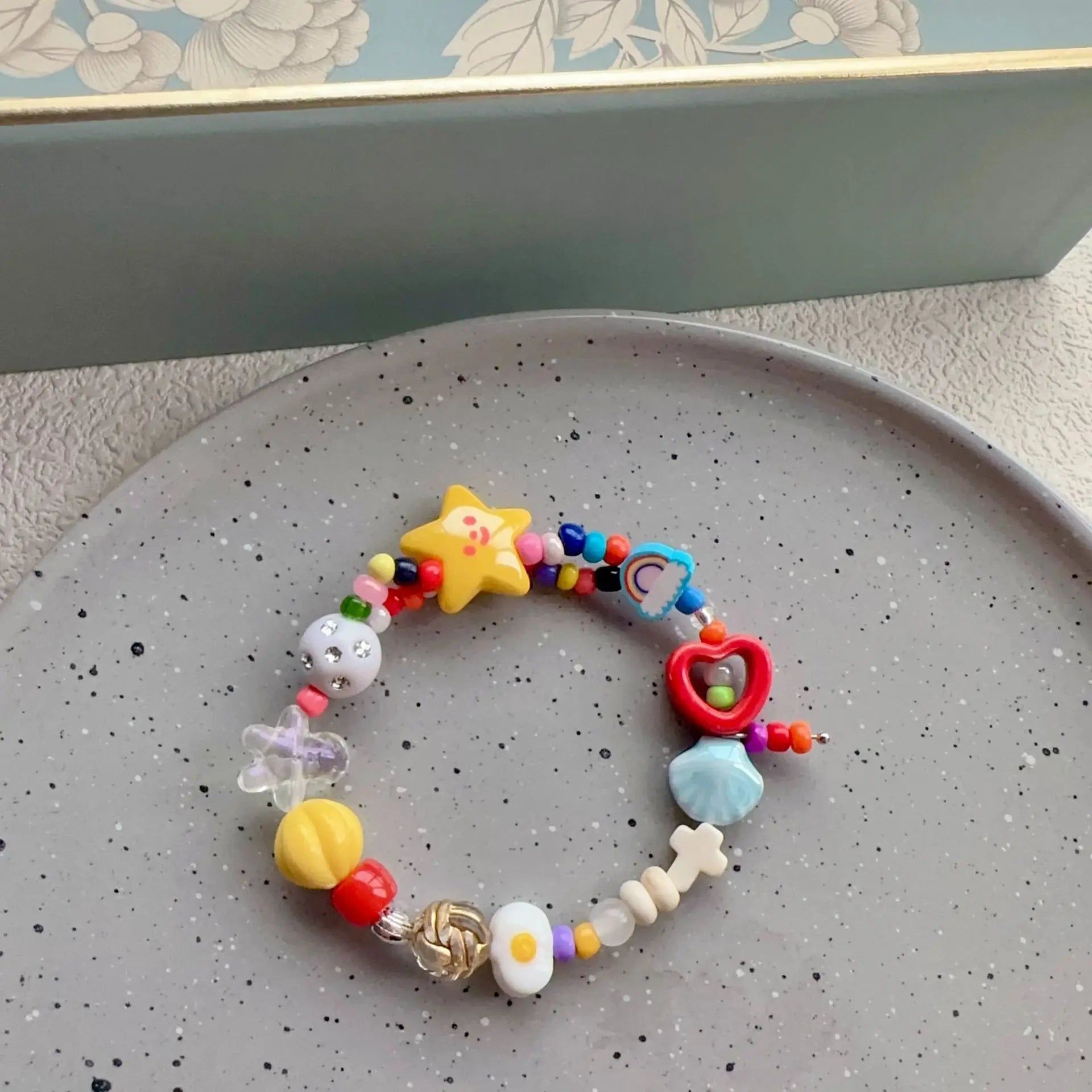 Ingvn  New Cute Geometry Star Conch Ceramic Glass Acrylic Beaded Bracelet Girl Kpop Aesthetic Charm Jewelry Y2K Marine Accessories