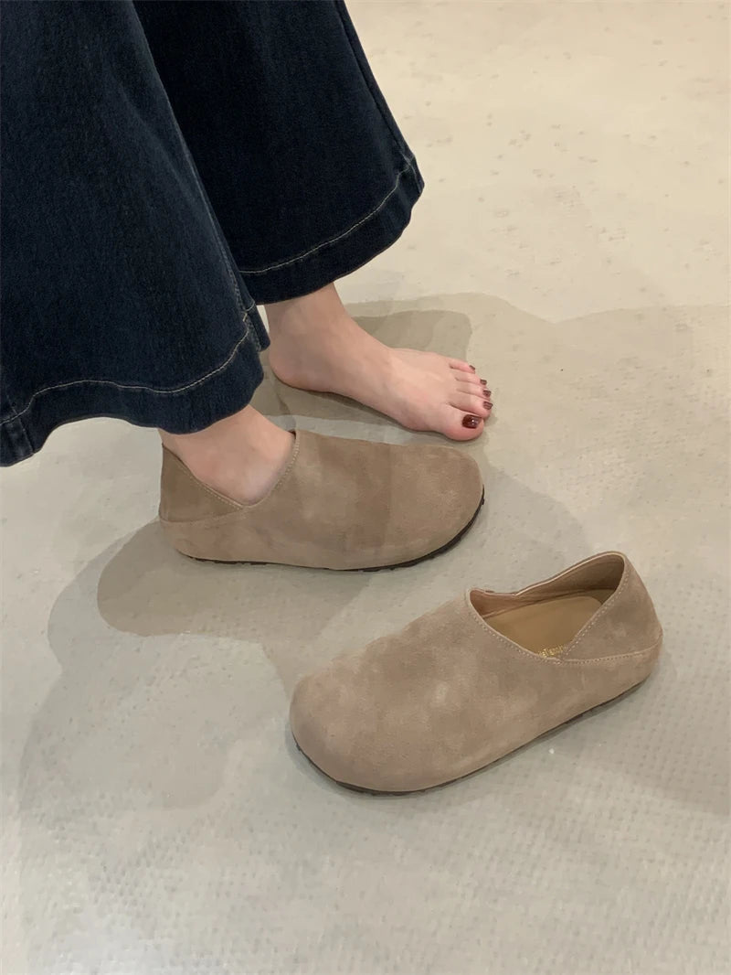 Ingvn  Spring Autumn New Suede Loafers Woman Fringe Round Toe Slip-on Daily Casual Shoes Comfort Outdoor Flat Walk Shoes Women