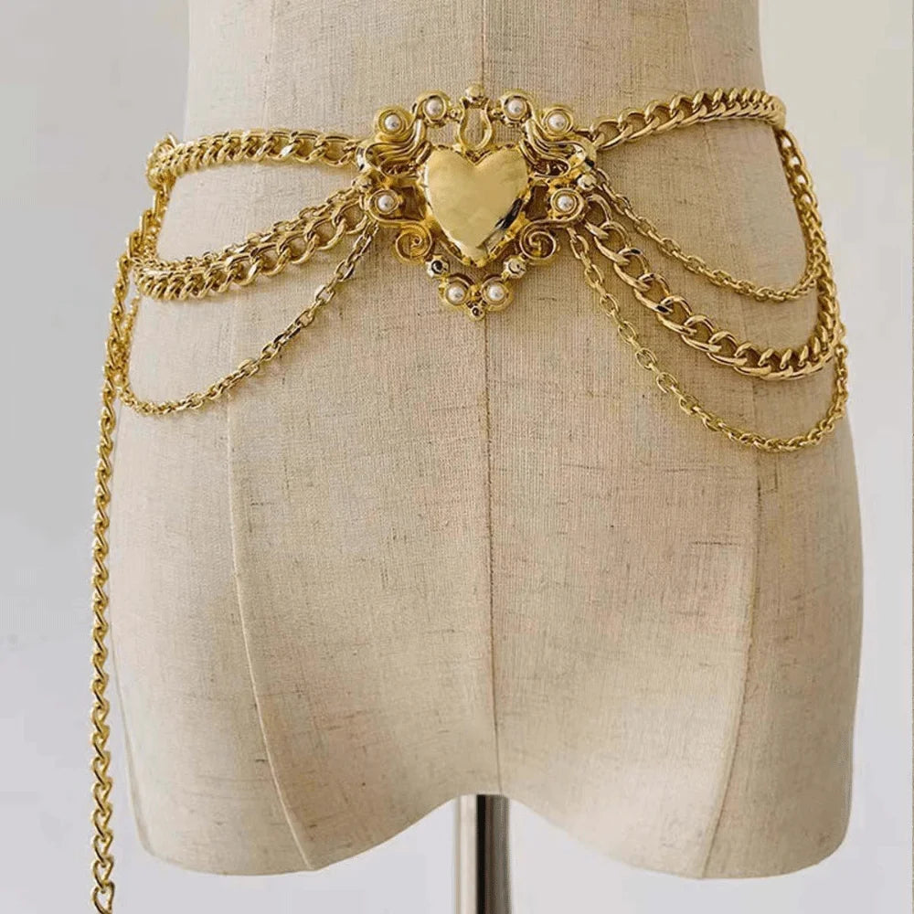 Ingvn  Trendy Metal Waist Chains Dress Accessories Elegant Belly Chain Waistband Versatile Advanced Body Jewelry for Women