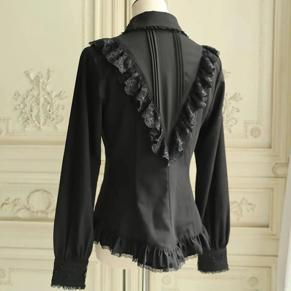 Ingvn  Subcultural Daily Lolita Blouse Female Harajuku Y2K Chic Lace Long Sleeve Shirt Sweet Elegant Street Casual Inner Outfit