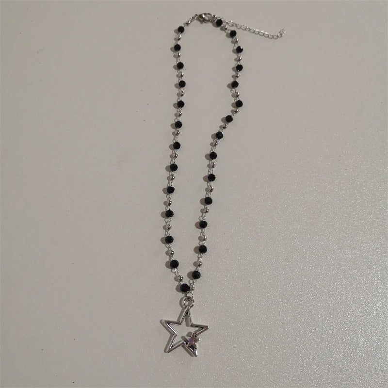 Korean Fashion Chains Star Pendant Necklaces Punk Aesthetic Jewelry Boho Necklace for Women Goth Jewelry Y2K Grunge Rock