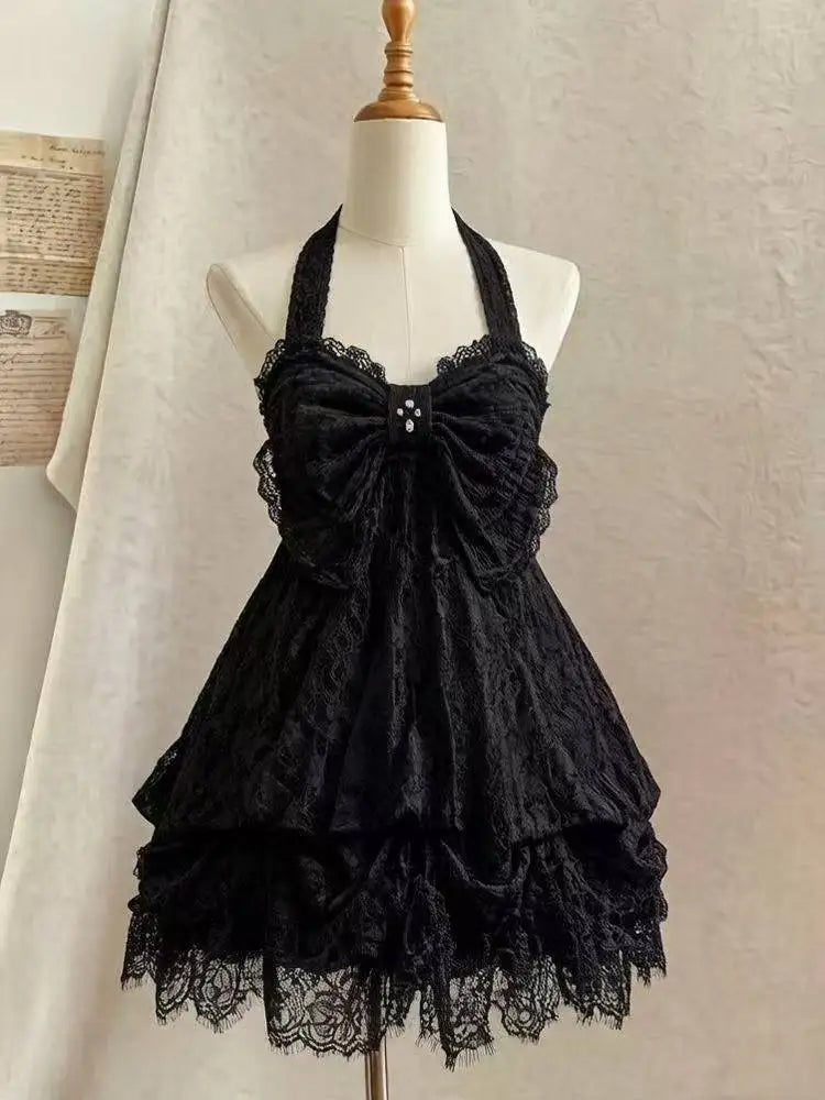 Ingvn  Gothic Vintage Lolita Bud Dress Women Y2K Harajuku Sweet Spaghetti Strap Mini Dress Casual Daily Fashion Outfits New