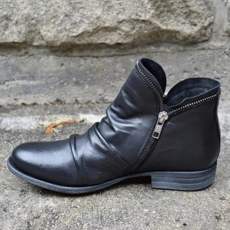 Ingvn  Female Western Boots Cowboy Boots Women Plested Women Ankle Boot Pu Leather Shoes Autumn Boots Women Booties Lady Plus Size 43